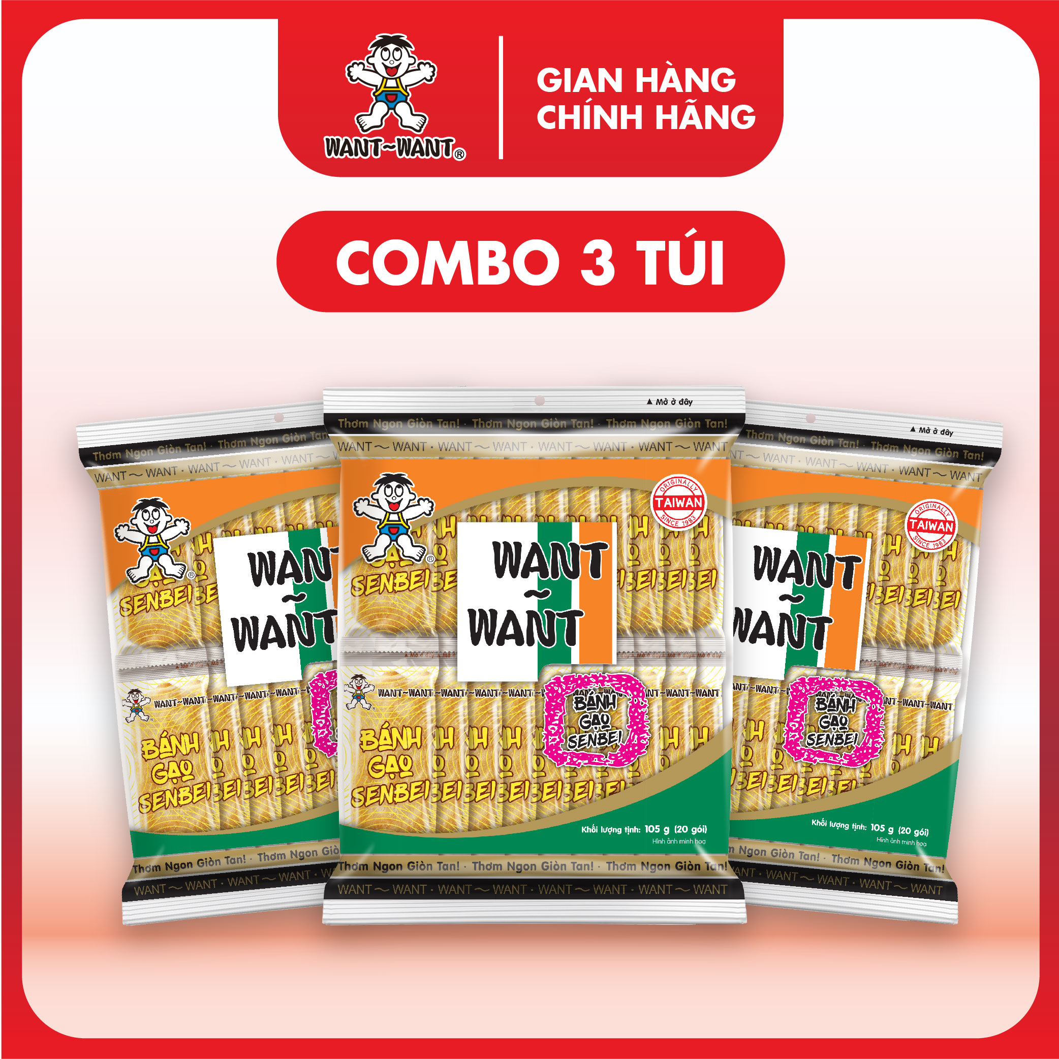  Combo Bánh Gạo Senbei Want Want Vị Nước Tương Kiểu Nhật Gói 52g 105g Giòn Ngon Đậm Vị 