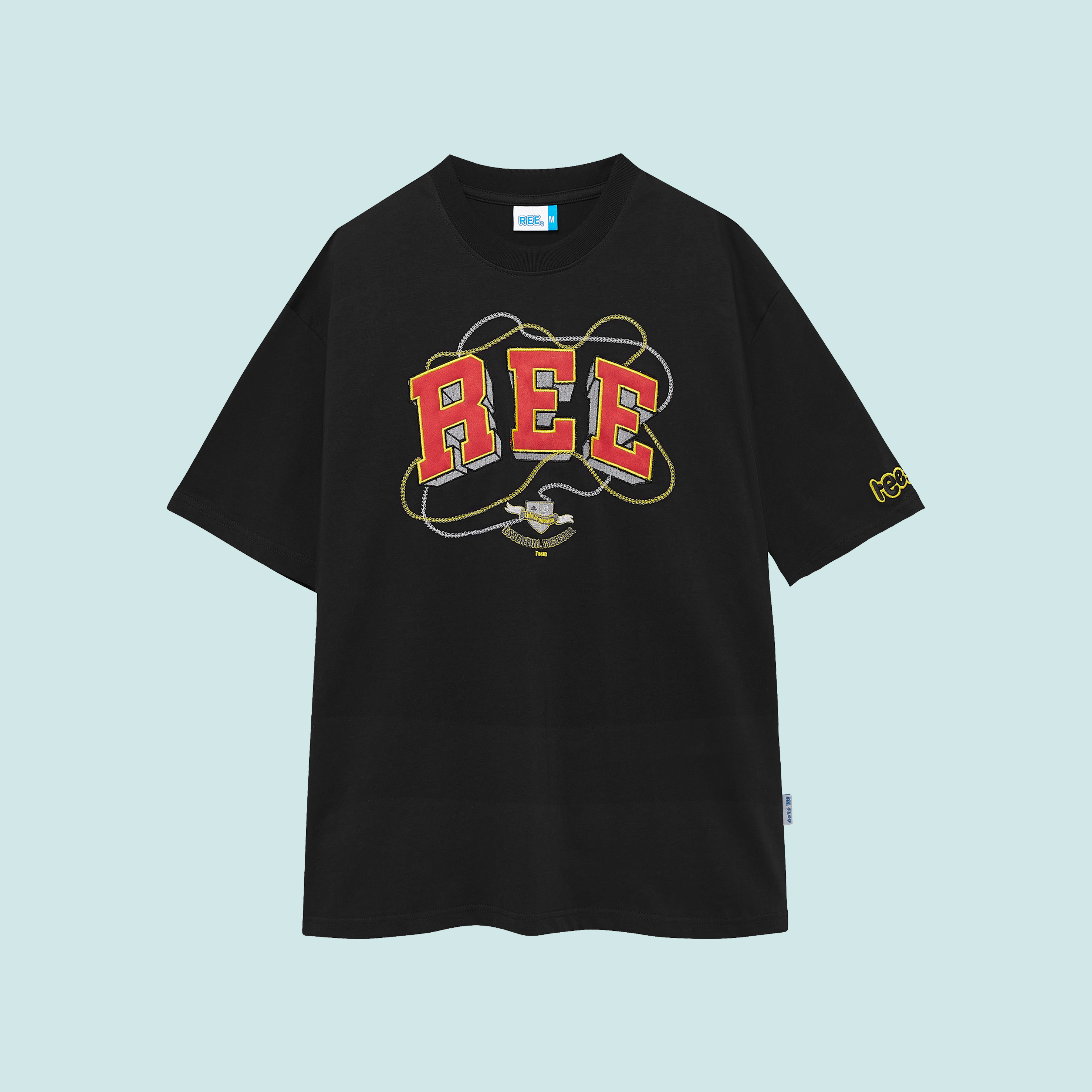 Local brand ree - áo thun embroidered basic màu đen - thêu da