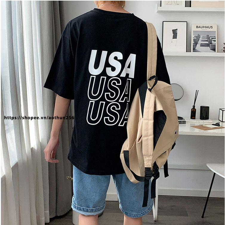 Dealsock áo phông tay lỡ dáng unisex họa tiết usa