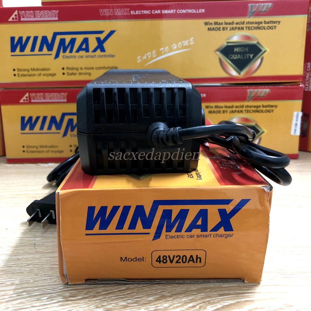 Sạc Xe Điện 48V20AH WINMAX Chống Phồng Bình (133S, Pega, Zomer, Vespa... Xe 4 Bình Ắc Quy 48V-20AH)