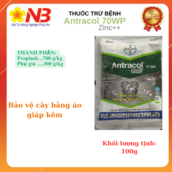 [HCM]Thuốc trừ bệnh Antracol 70WP- 100gr Áo giáp Kẽm bảo về cây trồng toàn diện- VTNN NĂM BƯU