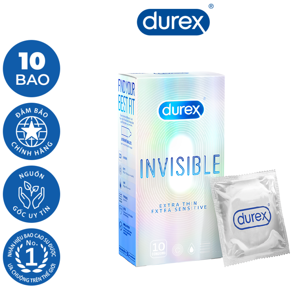 Bao cao su Durex Invisible Extra Thin Extra Sensitive 1 Hộp 10 Bao (  NEW )