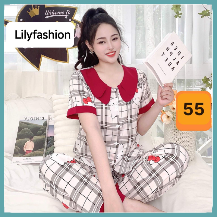 Đồ bộ nữ pijama bộ mặc nhà vải lụa cao cấp tay cộc quần dài