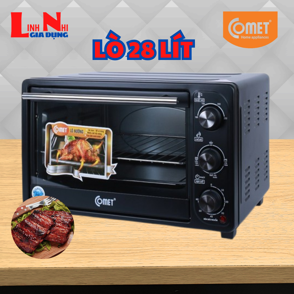 Lò Nướng Điện Đa Năng Comet 28 Lít CM-6518, Công suất 1600W, Phù Hợp Gia Đình 4 Người