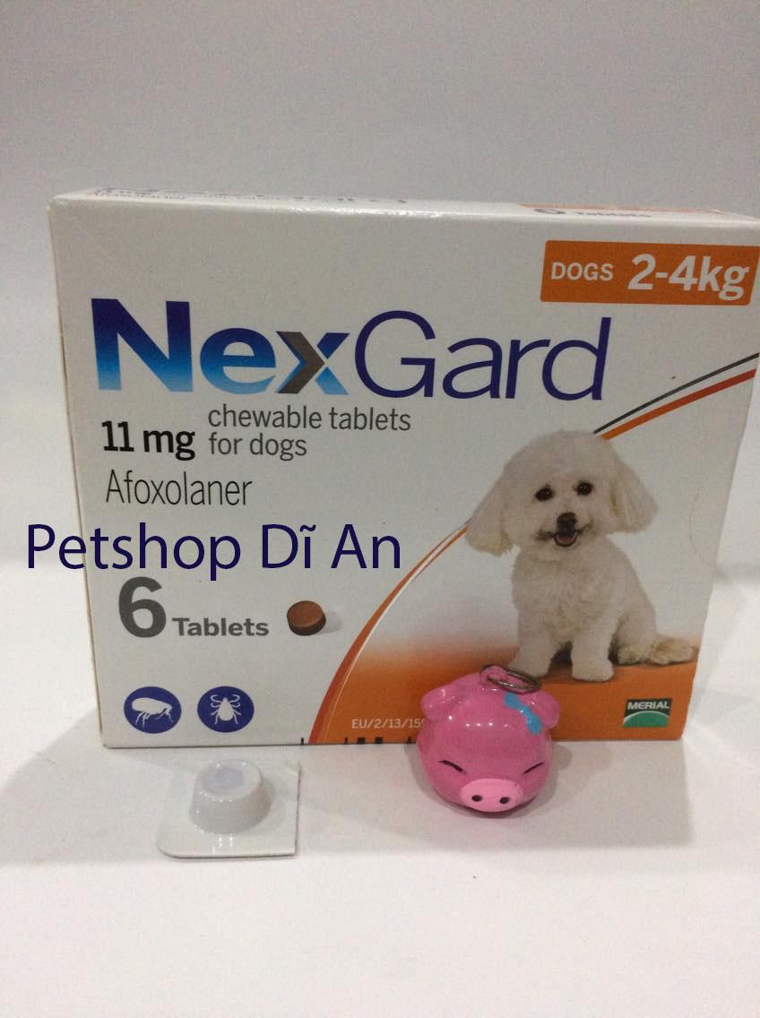 6 Viên nhai Nexgard trị ghẻ, viêm da, xà mâu, diệt ve, bọ chét, rận cho chó 2 - 4 kg