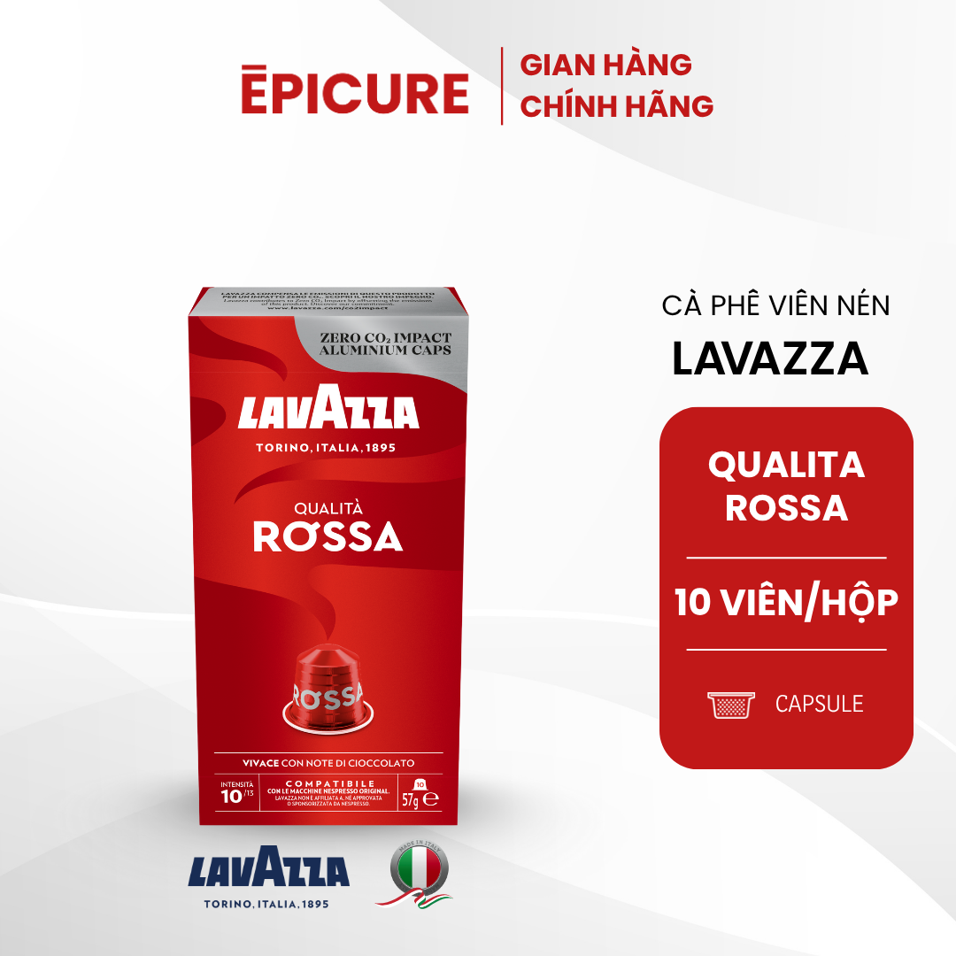 Cà phê viên nén LAVAZZA Qualita Rossa, đóng hộp 10 viên/hộp