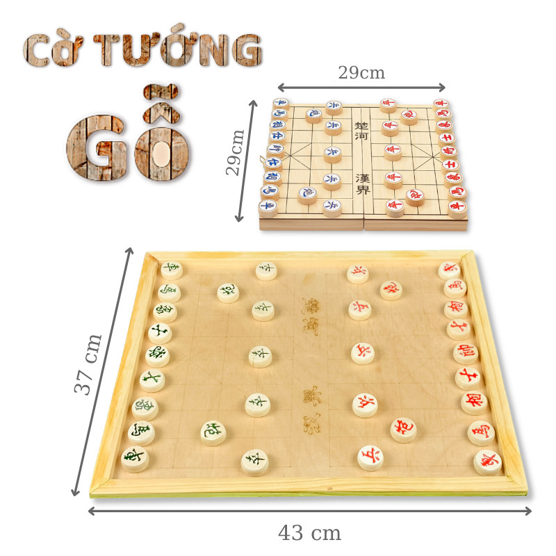Bộ Đồ Chơi Bàn Cờ Tướng Bằng Gỗ Có Bàn Kiêm Hộp Đựng, Đồ Chơi Gỗ, Đồ Chơi An Toàn