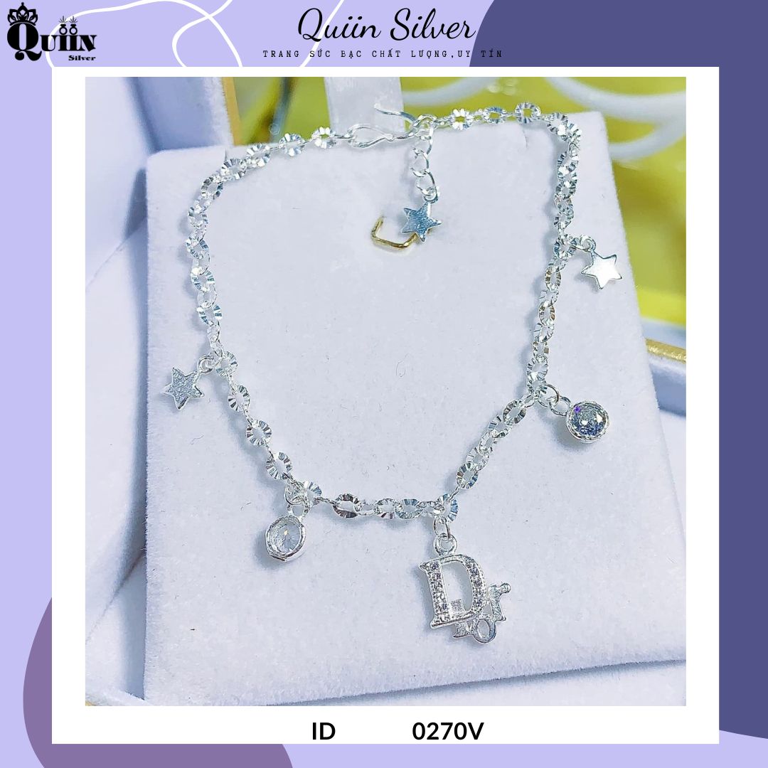 Vòng tay/lắc tay bạc ta, bạc s925 quiin - hình chữ d i o r di or dành cho nữ 0270v
