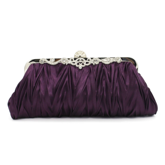 [HCM]Ví nữ kết hợp Đầm dự tiệc Ví cầm tay nữ Clutch nữ Vải kiểu xếp ly lạ mắt với 2 dây chuyền bạc đeo hay xách tay cho bạn nổi bật KDR-V240 Kodoros