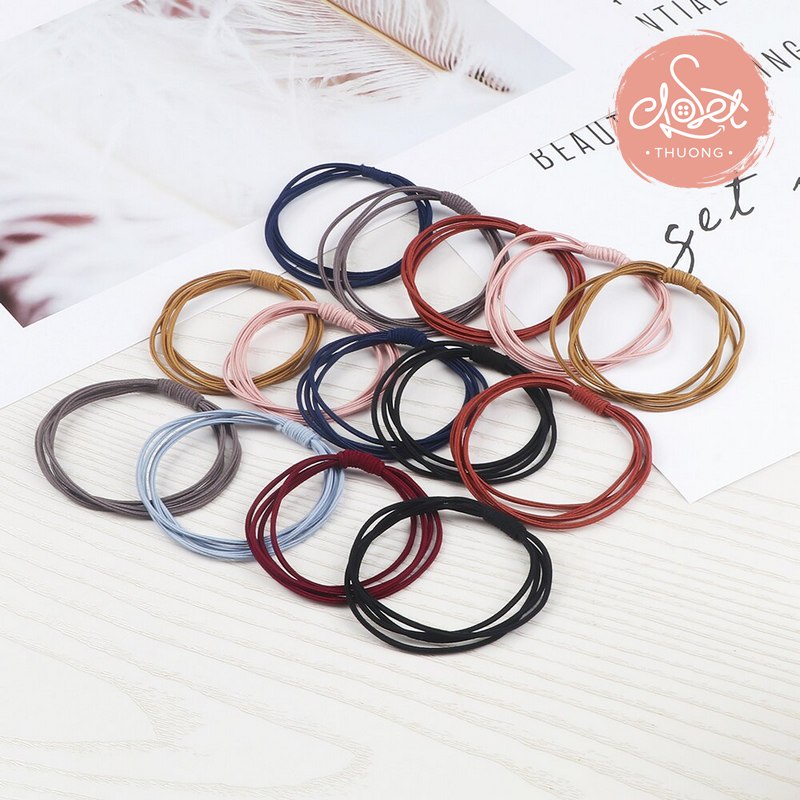 Set 10 Dây buộc tóc, chun buộc tóc 4 sợi, giá sỉ cực rẻ DC03-4S, mua càng nhiều càng rẻ