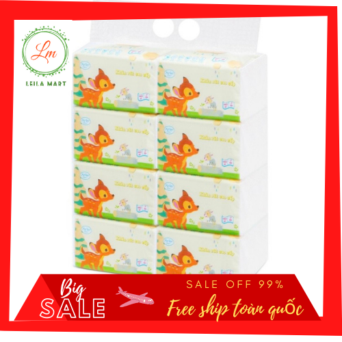 Giấy ăn con nai cao cấp Mylan(8 gói/bịch). Free ship và kèm quà tặng.
