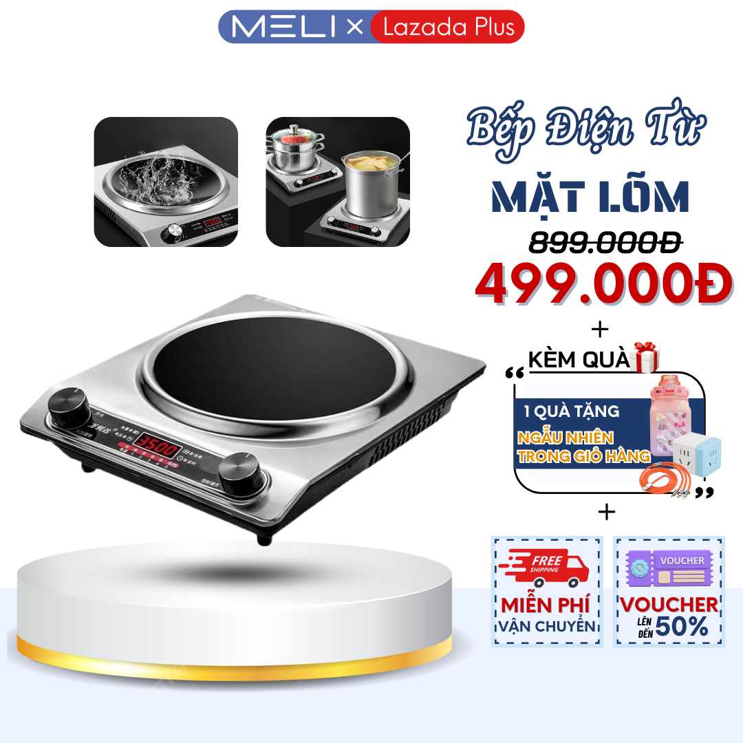 Bếp Điện Từ Mặt Lõm Công Suất 3500W, Bếp Điện Công Nghiệp Nấu Cực Nhanh Có Hẹn Giờ,Tiết Kiệm Điện An Toàn Tiện Lợi Dễ Sử Dụng - Bảo Hành 12 Tháng