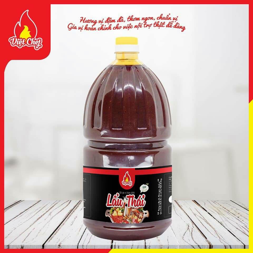 Gia vị lẩu thái, sốt tom yum Việt Chef chua cay can 2L dùng cho nhà hàng, quán lẩu