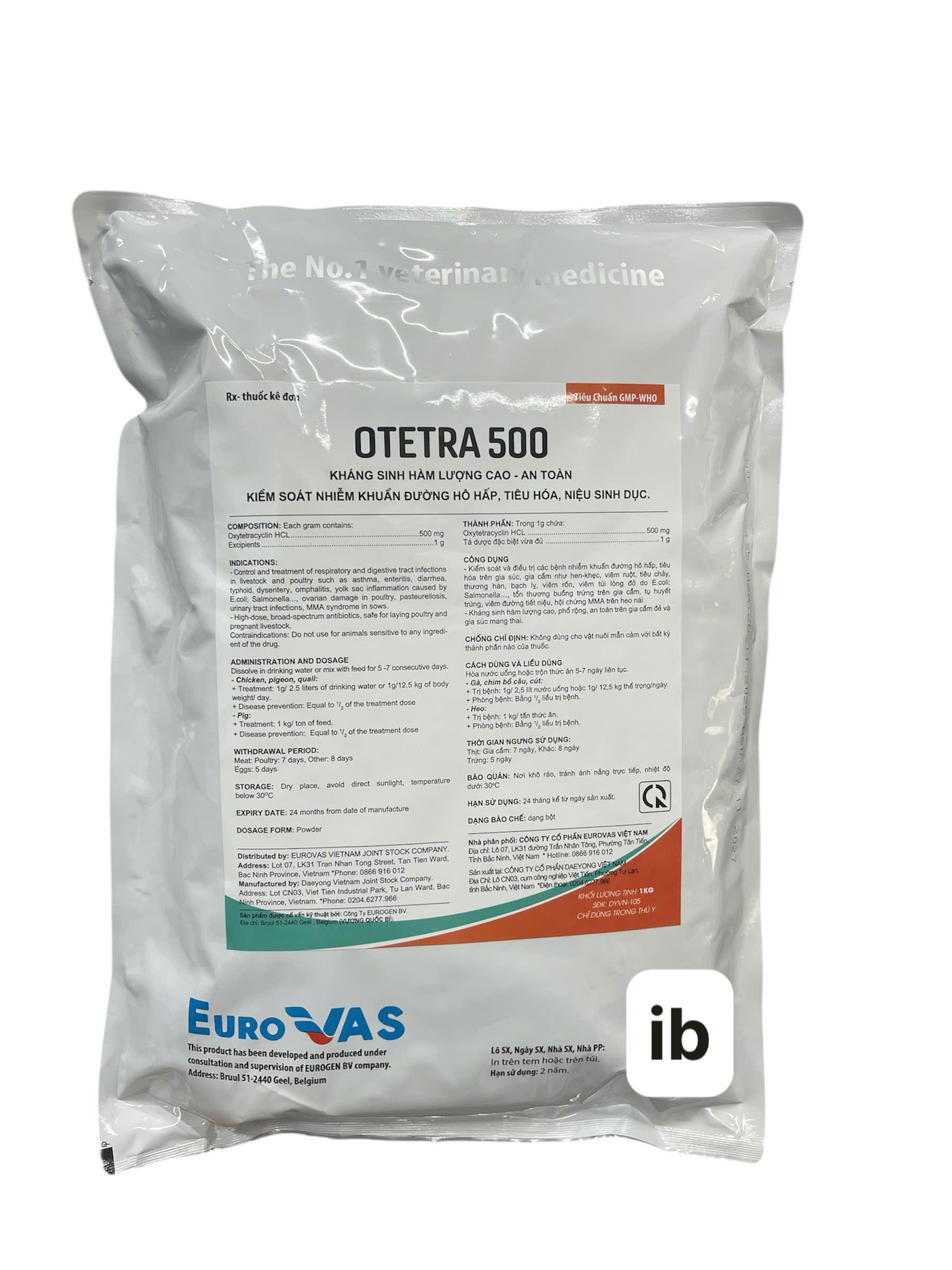 Otetra 500 with Oxytetracyclin 50% Prevents Myco Suis, Respiratory Infections, Diarrhea in Poultry and Livestock