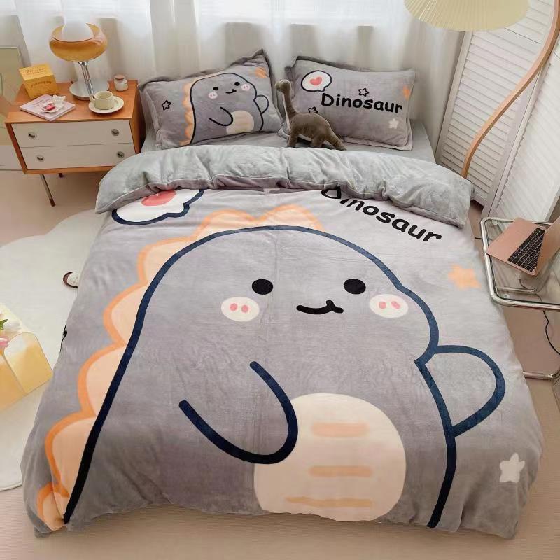 BỘ CHĂN GA GỐI NỈ NHUNG HOA VĂN  HÀN QUỐC  SIÊU XINH SANG THỎ GẤU BEDDING