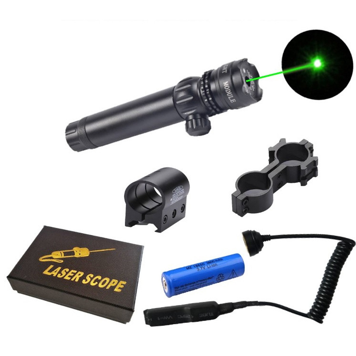 Đèn laser scope chỉnh tia màu xanh và đỏ chiếu xa 1km – hàng chính hãng