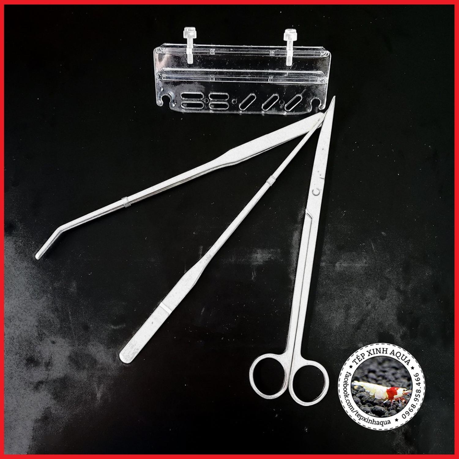 Bộ dụng cụ chăm sóc cây thủy sinh cơ bản - Kéo + Nhíp cong + Nhíp thẳng inox (