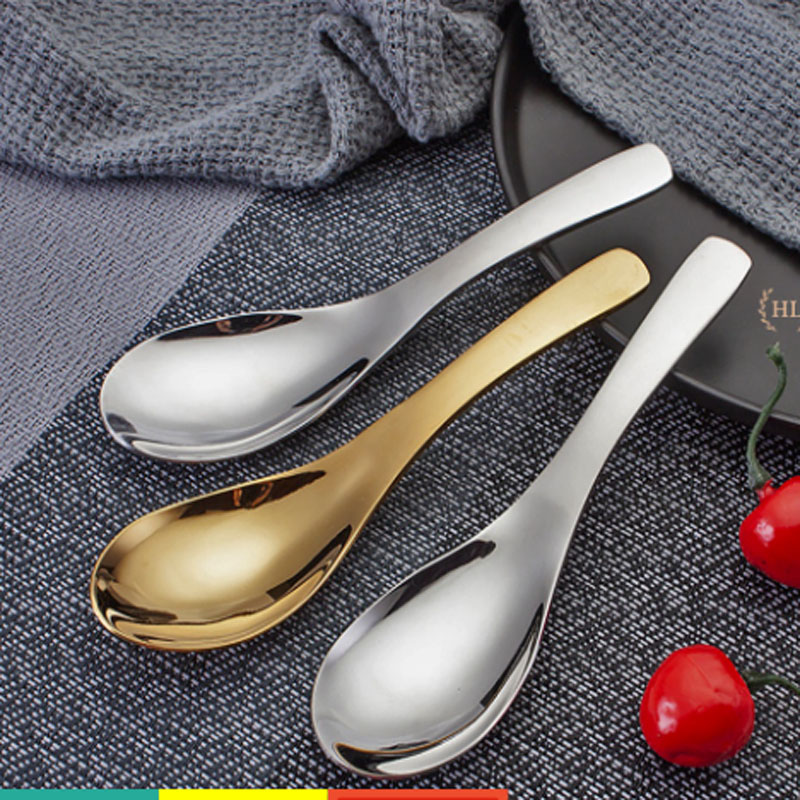 Thìa inox 304 cao cấp, thìa súp màu bạc -vàng sang trọng