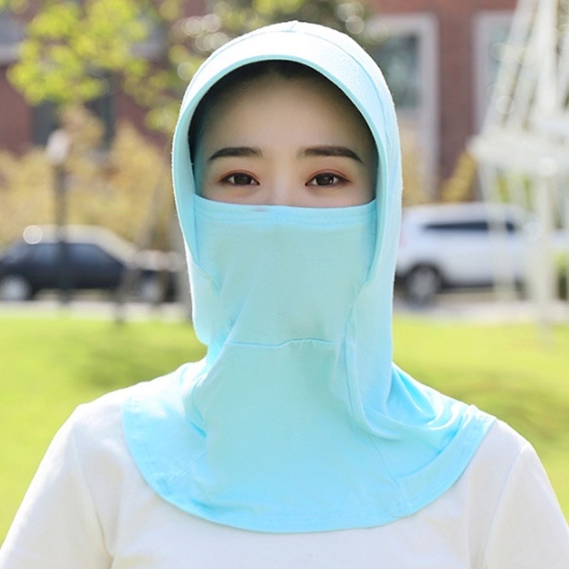 Mũ mùa hè, chống nắng, bụi mịn, tia UV, cực tím có VÀNH rộng trùm kín cổ che kín mặt thay khẩu trang vải thun lạnh thoáng mát