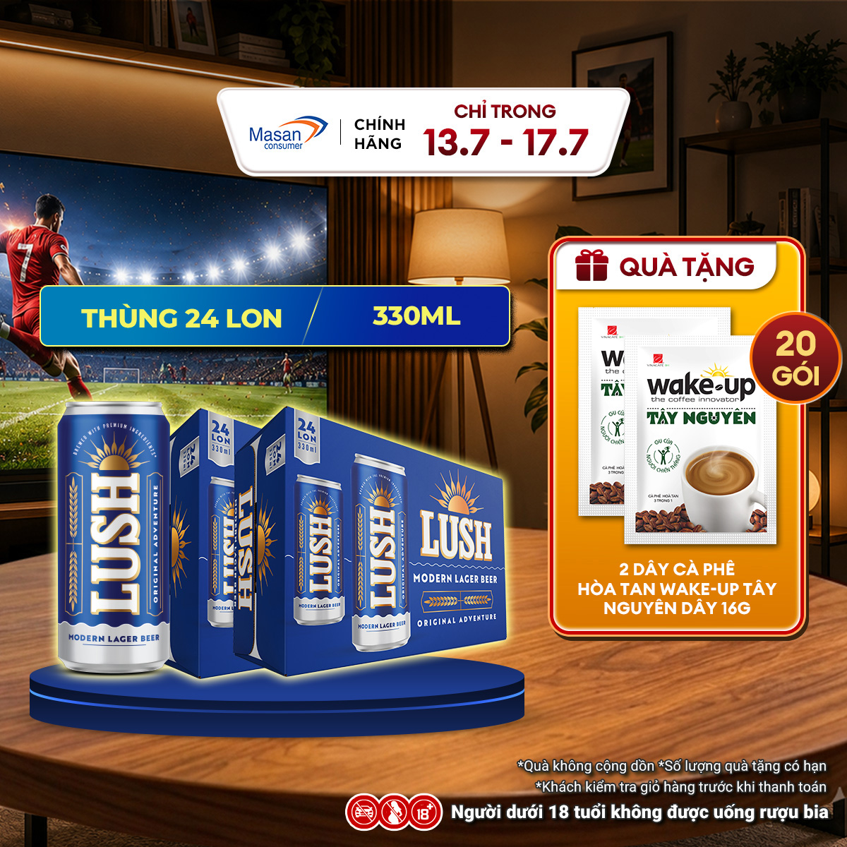 Combo 2 thùng Bia Lush Cao Cấp - Bia Êm Dễ Uống -Thùng 24lon x 330ML (ABV 4,5%)