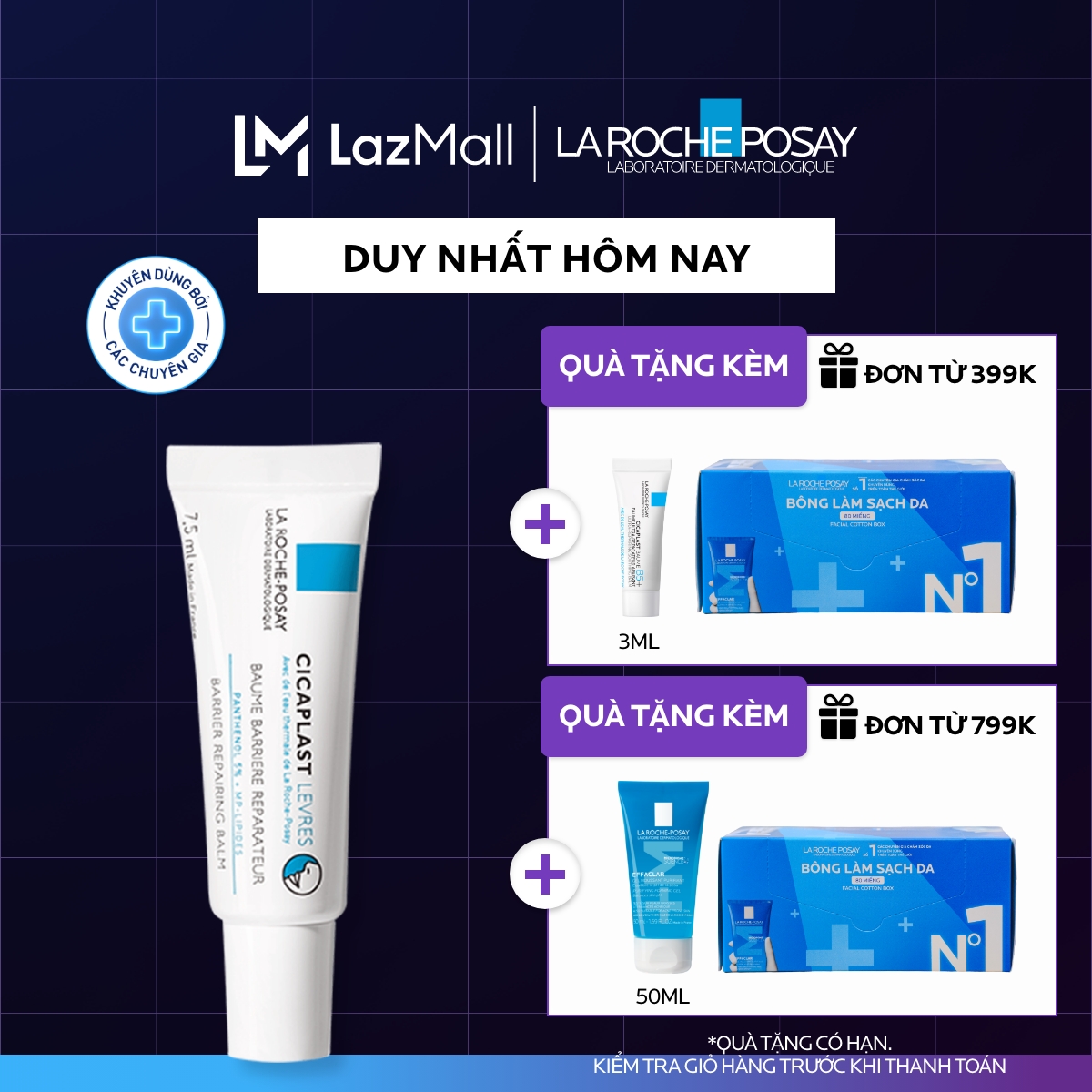 Kem Dưỡng Môi Phục Hồi Độ Ẩm  Bảo Vệ Môi La Roche-Posay Cicaplast Lips 7.5ml