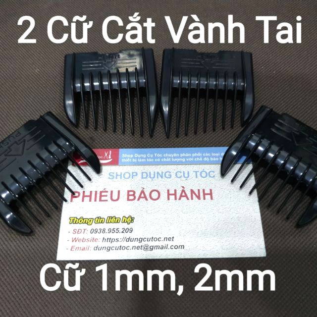 Cữ tông đơ tông đơ cắt tóc đặc biệt. bộ 4 cữ 1mm, 2mm và 2 cữ chéo cắt hai bên tai.