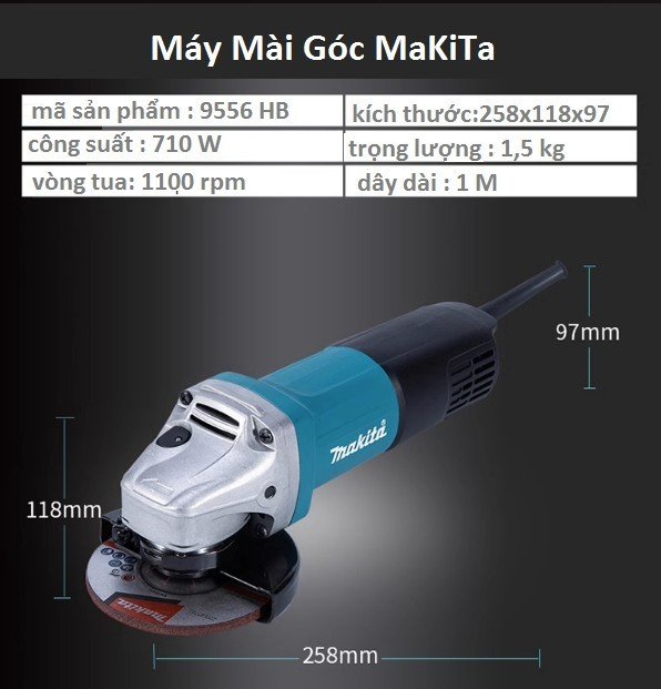 Máy mài góc cầm tay makita 9556hn 710w - máy cắt makita lõi đồng 100%
