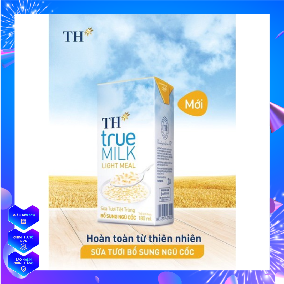 Lốc sữa ngũ cốc light meal th true milk 180ml × 4 hộp