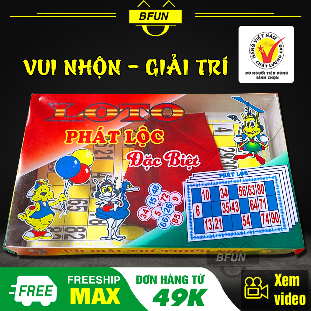 Bộ Cờ LÔ TÔ Phát Lộc Cao Cấp -  Bộ Đồ Chơi Lô Tô Giấy Bingo 90 Số, Boardgame, Đồ Chơi Tết - Đồ Chơi Trẻ Em BFUN