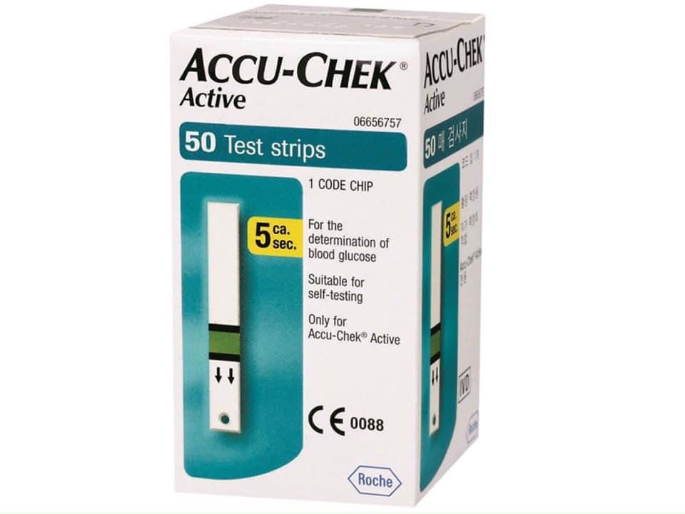 Hộp 50 que thử đường huyết accu chek active que đo tiểu đường hsd 11/2023