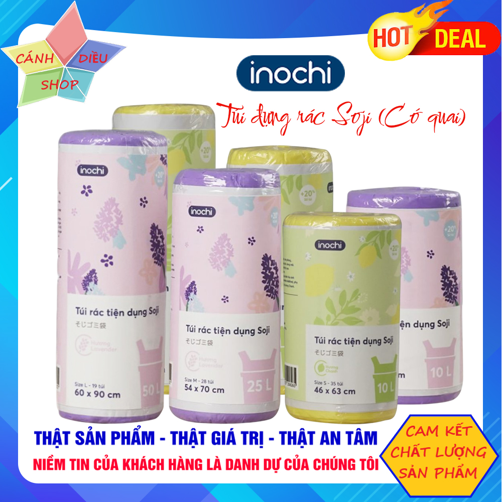   Chính hãng Inochi  Túi rác Soji Bao đựng rác tự hủy sinh học Hương Chanh  vàng    Lavender  Tím  có quai xách 