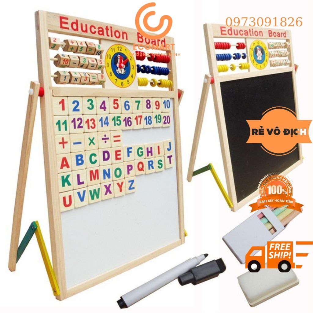 Bảng Chữ Cái , Bảng Ghép Nam Châm [ CÓ 2 Mặt ] Bằng Gỗ Cho Bé Học Chữ Cái Và Số Thông Minh Có Kèm Đồng Hồ Cho Bé