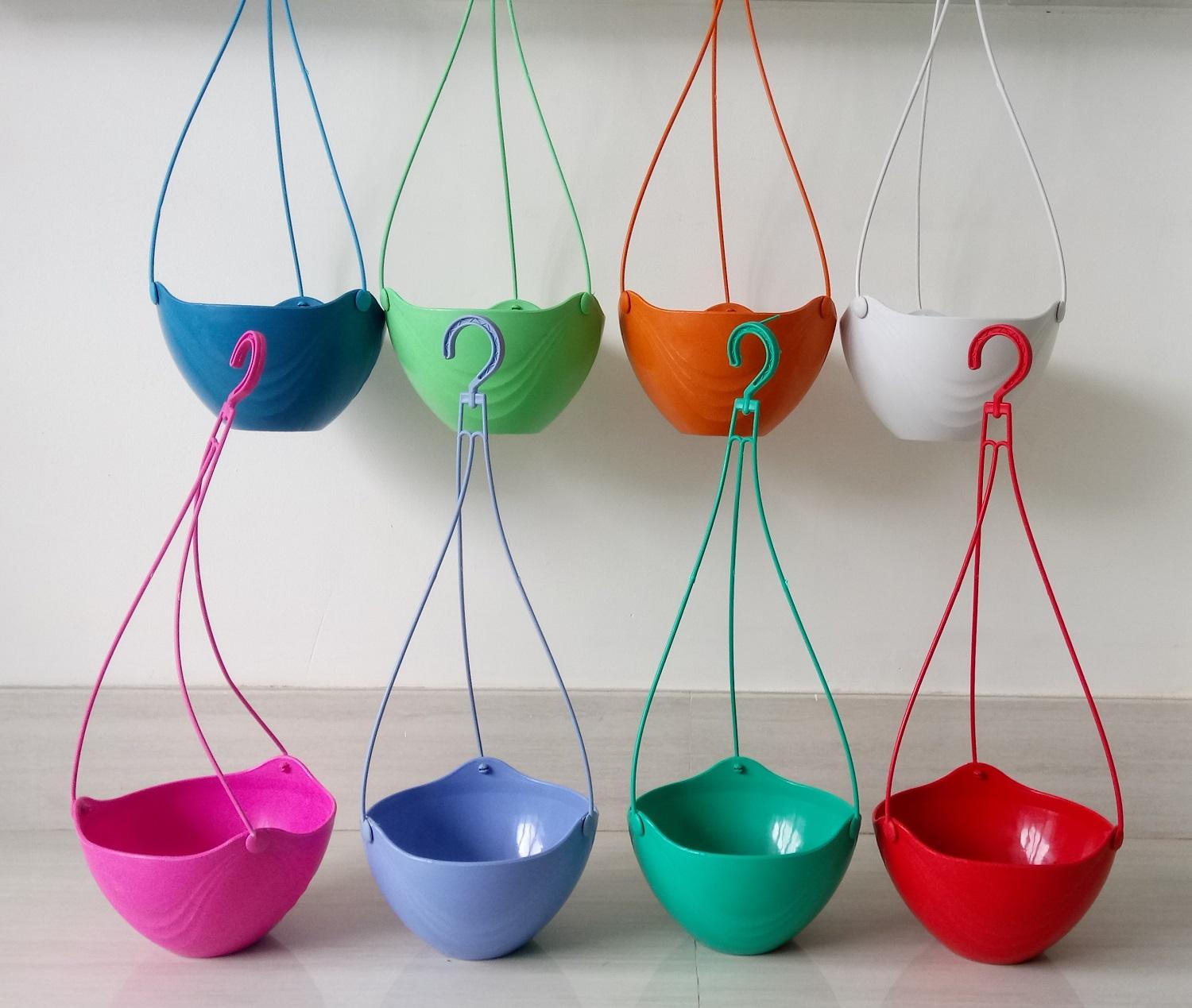 Bộ 5 chậu treo hoa văn có lưới ngăn đất 20x13cm