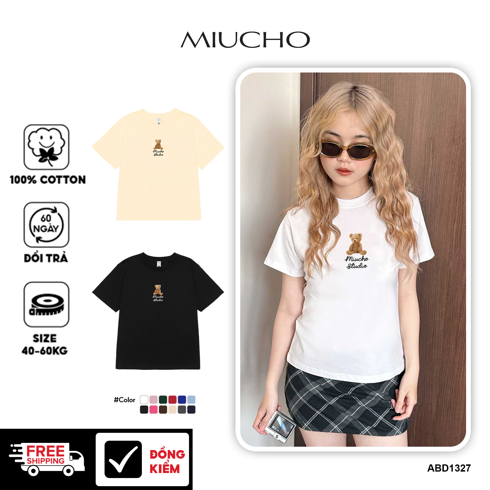  Áo thun baby form ôm ABD1327 Miucho tay ngắn cổ tròn hotrend in mix 