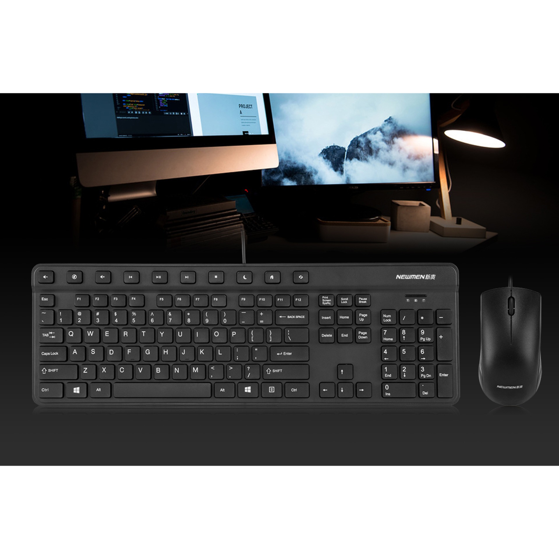 Bộ keyboard + mouse newmen t190 usb đen black.
