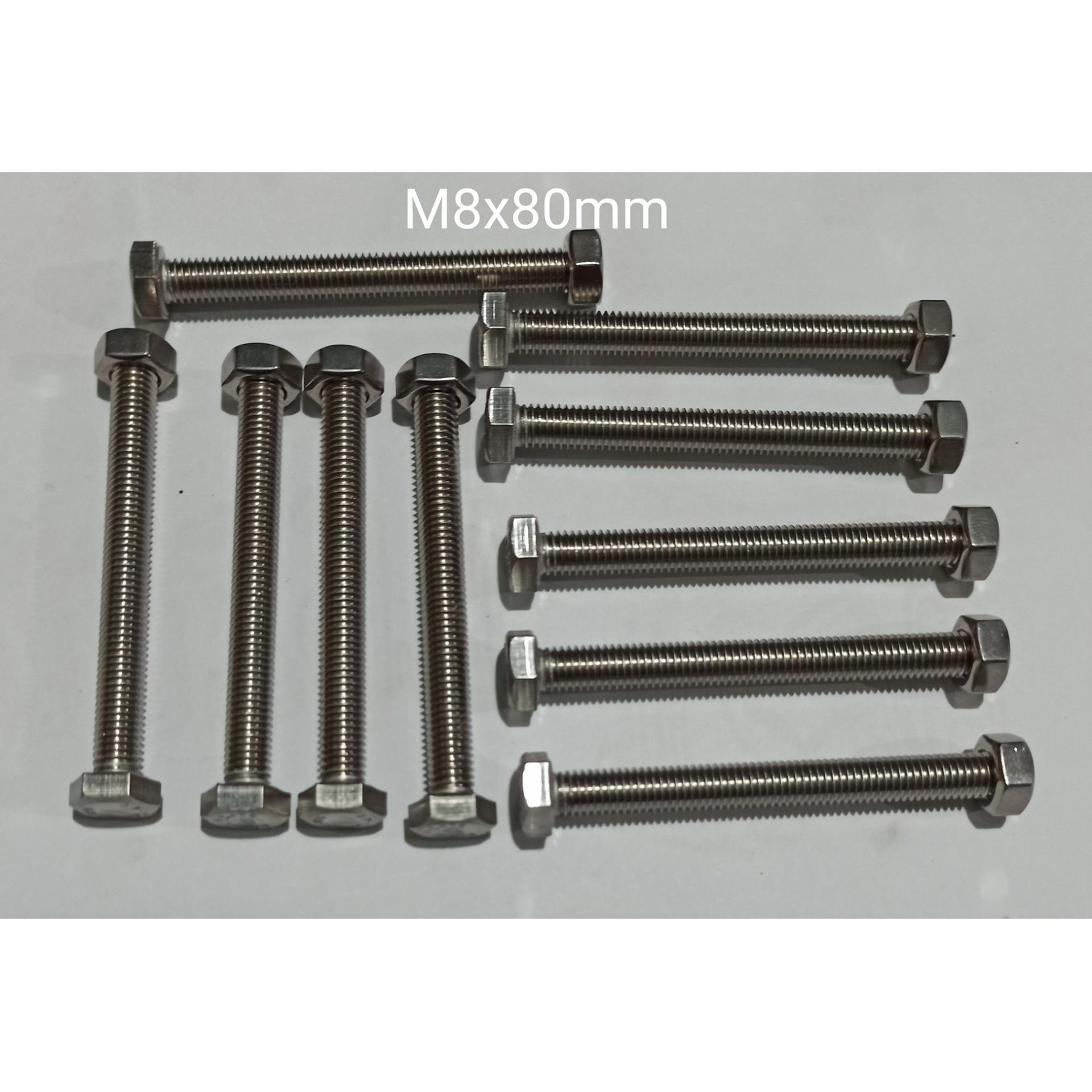 M8x80mm INOX 304 COMBO 10 Bu Long Con Tán 8mm INOX Chống Gỉ, 8 Li Dài 8 Phân chống gĩ