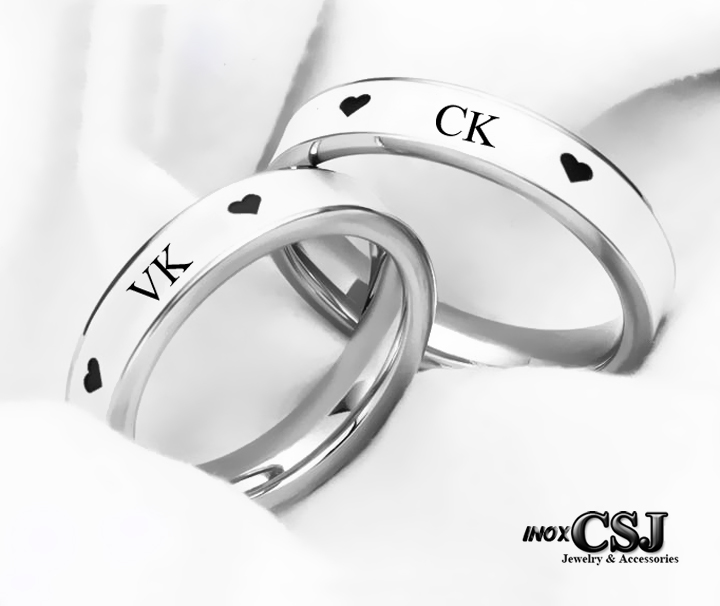 Nhẫn cặp đôi tình nhân ck - vk viền sơn trắng Nano cực đẹp và ý nghĩa - tặng hộp đựng nhẫn cực xinh - số lượng 02 chiếc