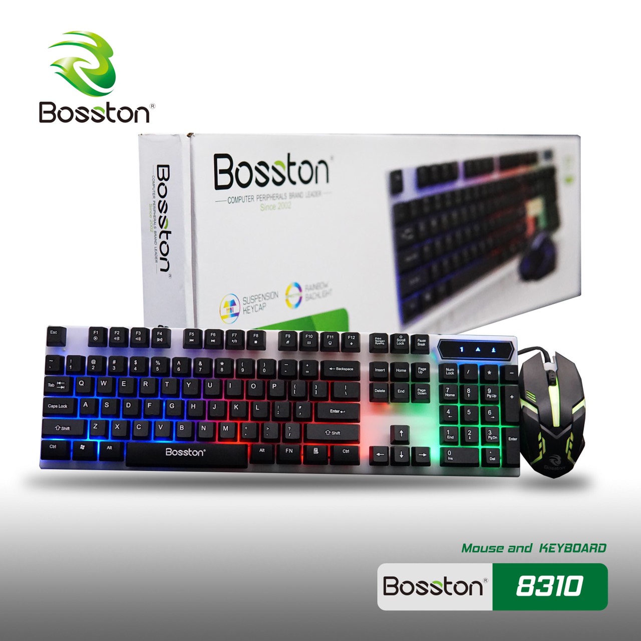 BỘ BÀN PHÍM VÀ CHUỘT CHUYÊN GAME BOSTON 8310 GIẢ CƠ CÓ LED CỔNG USB CHƠI GAME CỰC ĐỈNH COMBO CHUỘT PHÍM GAME BÁN CHẠY