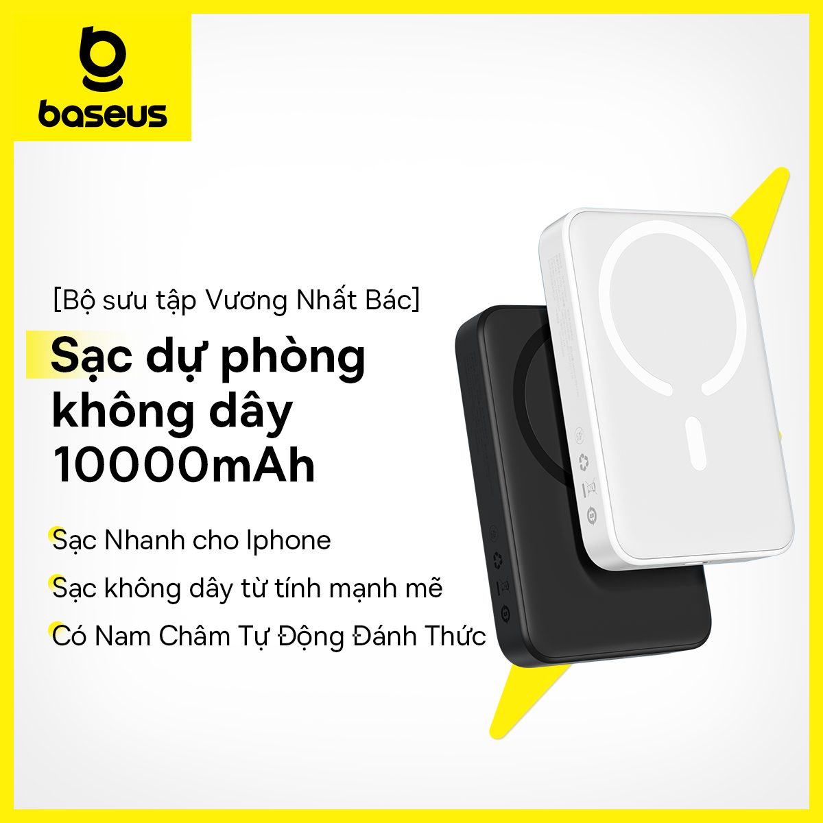 Sạc Dự Phòng 20W Không Dây Baseus 10000mAh Nam Châm Từ Tính 10000mAh Kích thước Mini hút Nam Châm Tự Động dành cho Iphone 14 15 16 pro max