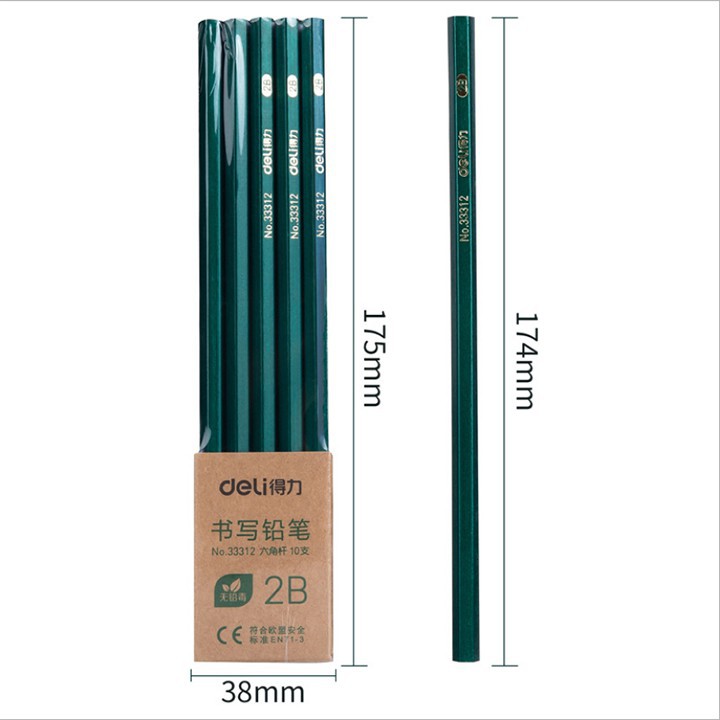 Sét 10 chiếc bút chì 2B Deli - Hàng loại 1