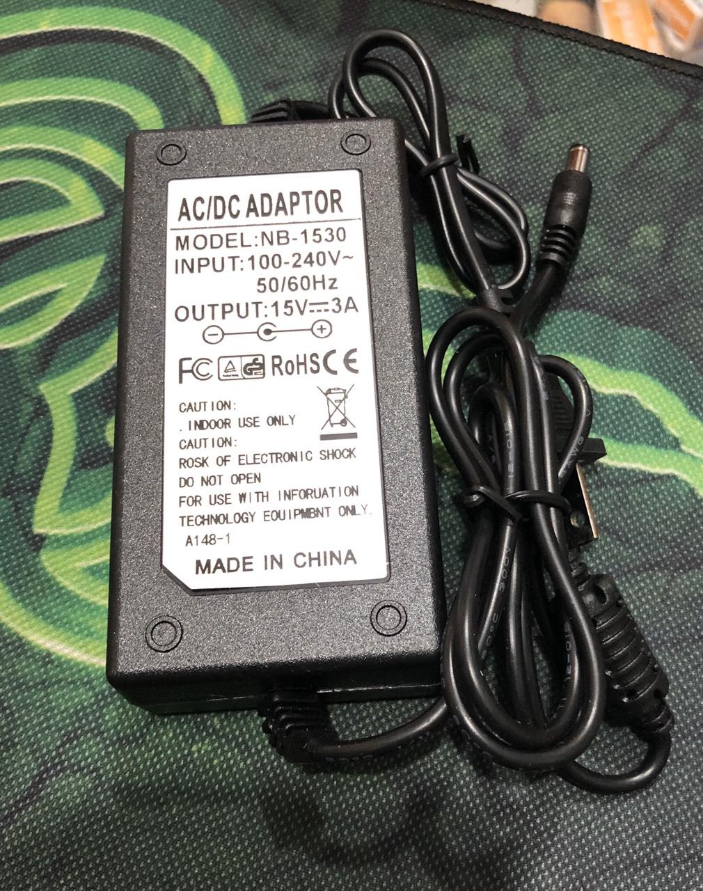 Cục sạc loa kéo 15v-3a jack cắm 5.5 ly