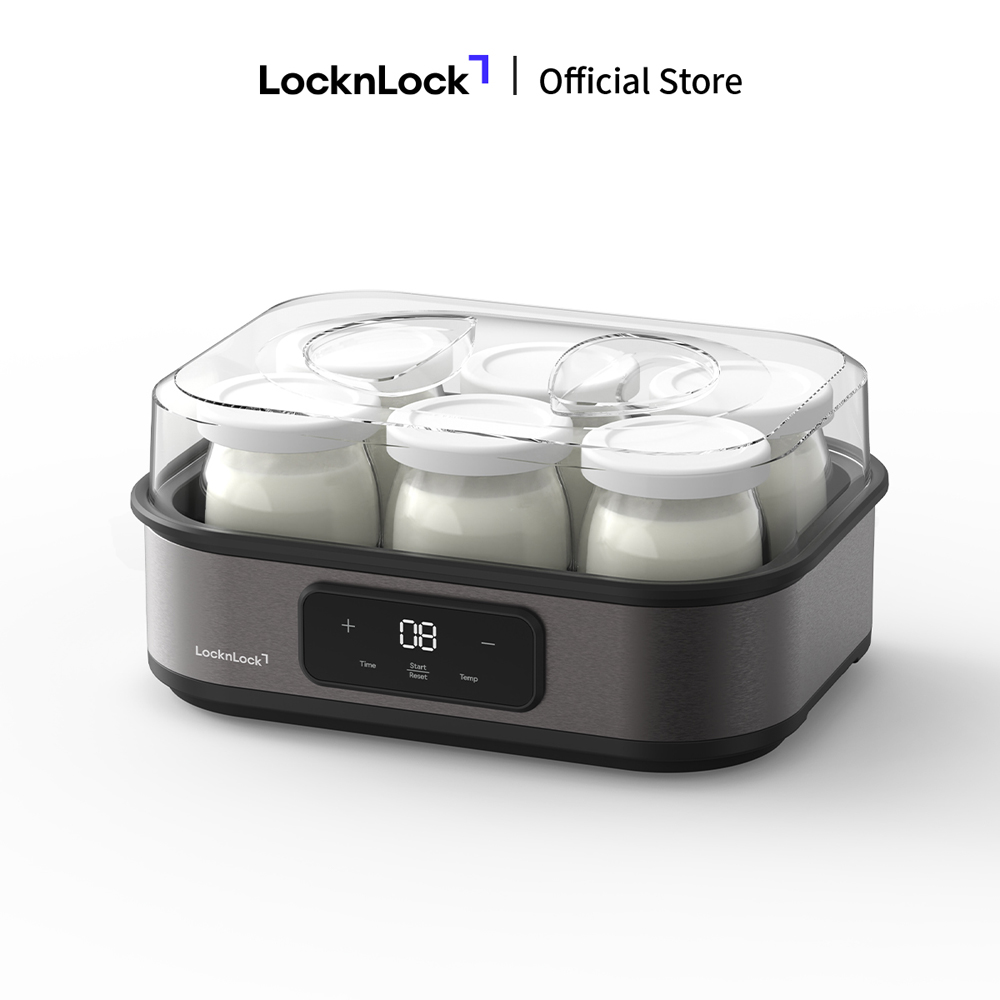 Máy làm sữa chua LocknLock Digital yogurt maker EJY213GRY 1.08L kèm 6 hũ thủy tinh - Màu xám
