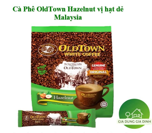 Cà phê trắng OldTown Hazelnut hương hạt dẻ nhập khẩu malaysia