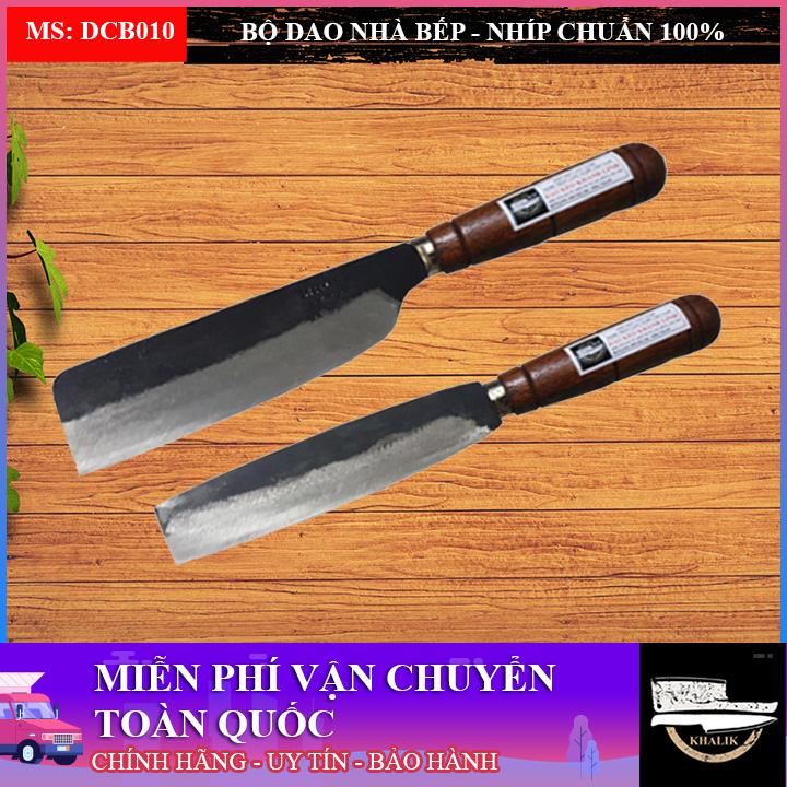 Bộ 02 dao bếp, dao thái to và dao thái gọt nhỏ (bài thái, chuối bột), dao nhíp xe, cán gỗ lim - Dao Đa Sỹ, Khánh Linh - DCB010
