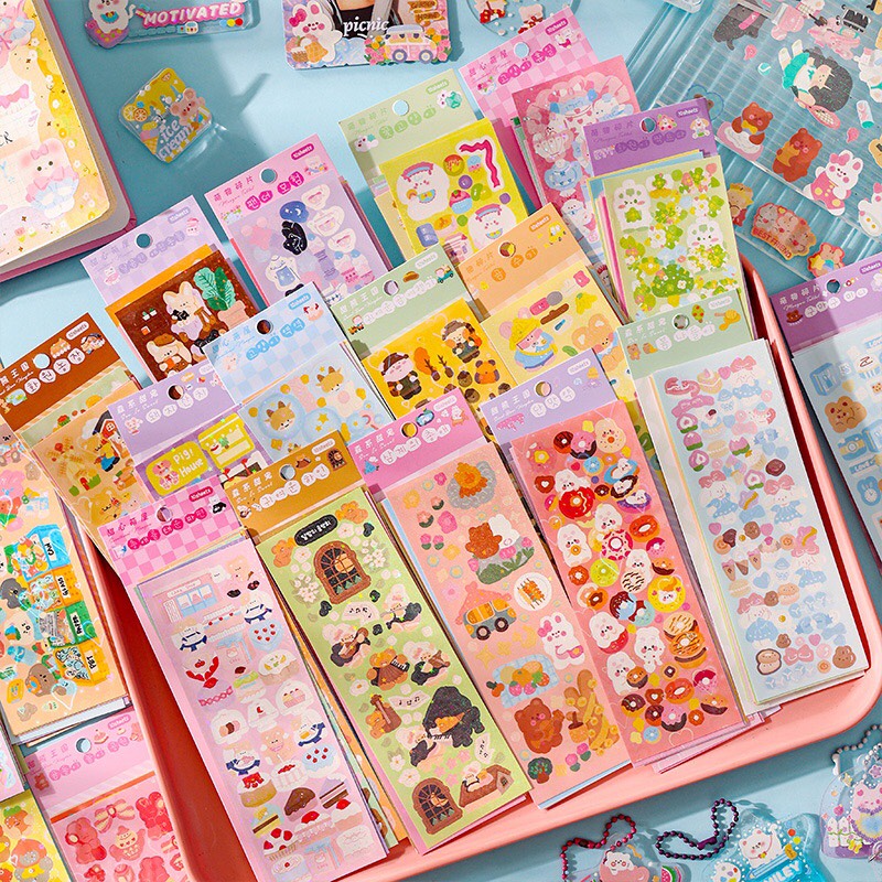 Bộ 10 hình dán lấp lánh nhiều chủ đề set 10 stickers blingbling sticker 073