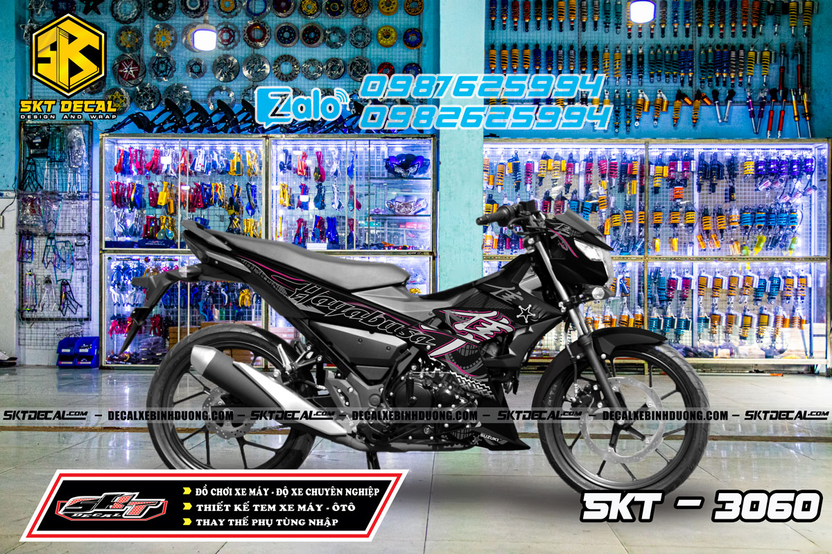 tem rời xe satria đen hồng hayabusa 3060