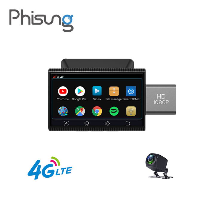 Camera hành trình android, dùng cho ô tô, xe hơi nhãn hiệu Phisung K11, 4G, Wifi, màn hình 3 inch