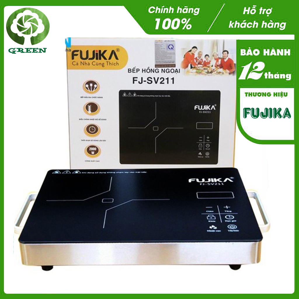 Bếp Hồng Ngoại 2000W Fujika FJ-SV211 Mặt Kính Cường Lực Nấu Mọi Loại Nồi Có Thể Nướng Trực Tiếp Trên Bếp-Hàng Chính Hãng