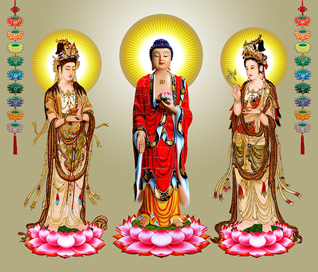 Tranh Phật Tây Phương Tam Thánh 11