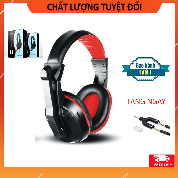 Tai nghe gaming A3 có mic cho máy tính, điện thoại (Bảo hành 3 tháng) - Tặng đầu chuyển đổi tai nghe